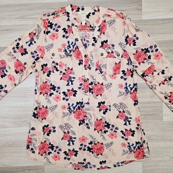 MATILDA JANE Womens Pink Floral Longsleeve Blouse Large - Picture 1 of 10